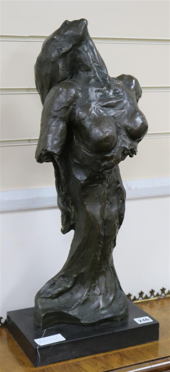 An abstract bust of a female torso, indistinctly signed by the artist and stamped by the Talos gallery overall height 60.5cm